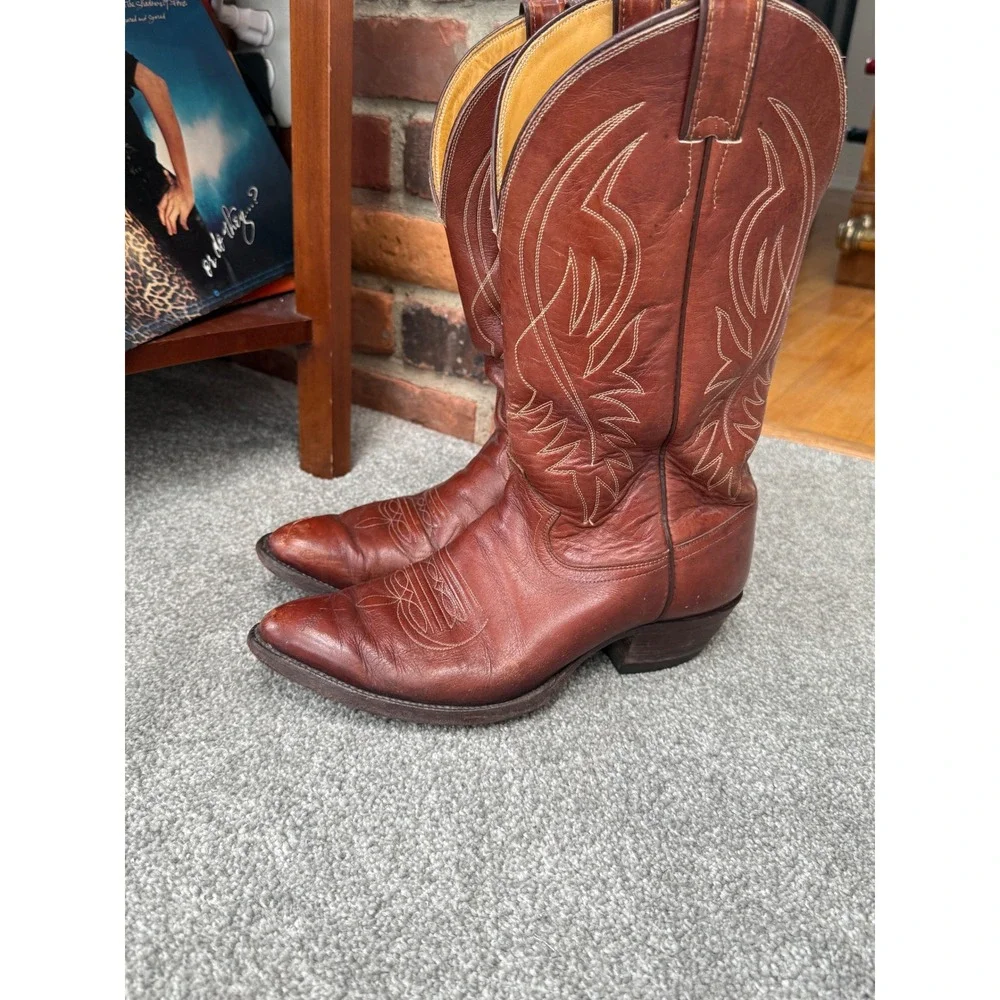 Vintage Justin Style 2497Brown Leather Cowboy Boots Western USA M 9 W‎ 10.5